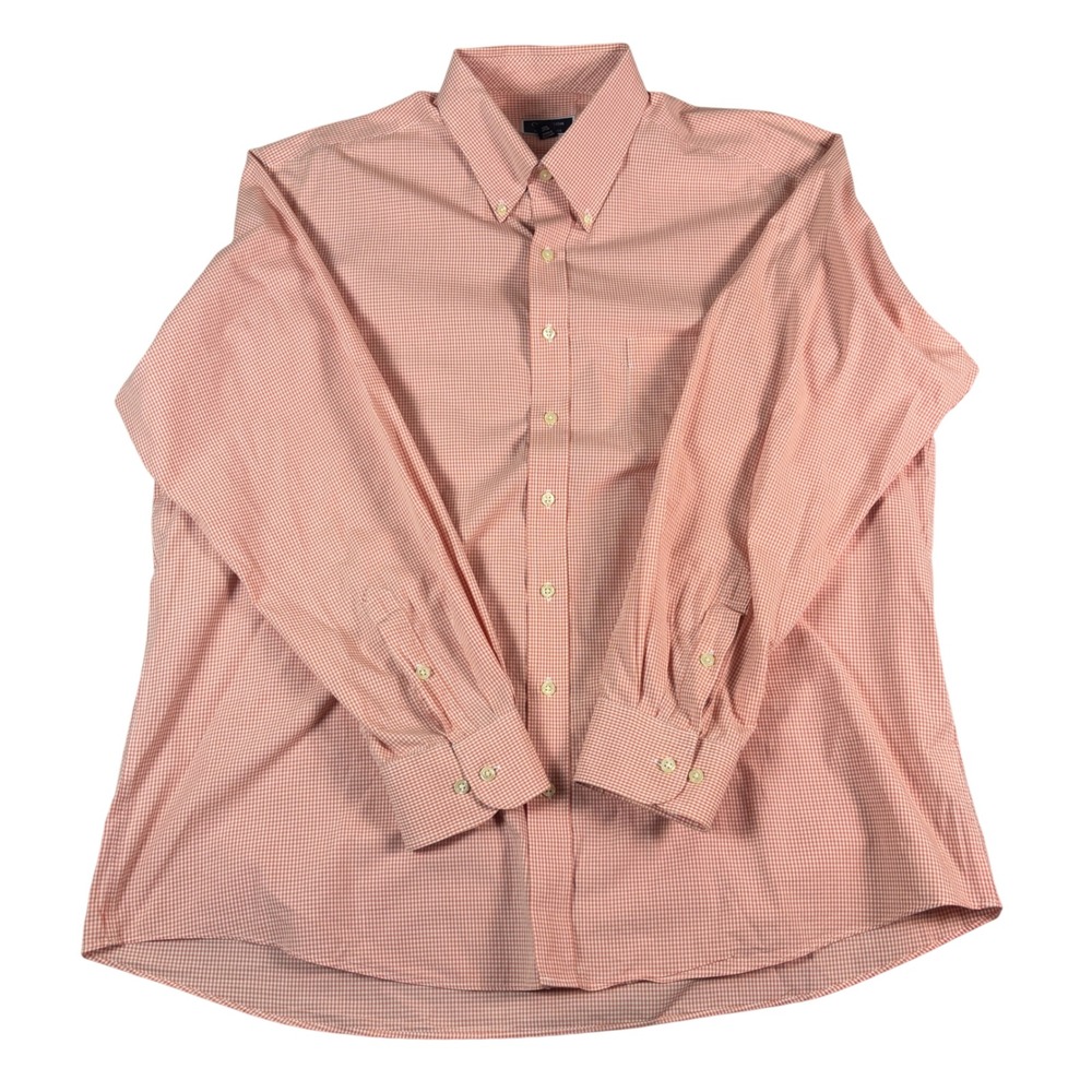 Club Room Mens‎ Performance Slim Fit Gingham Dress Shirt Pink White 18 36-37